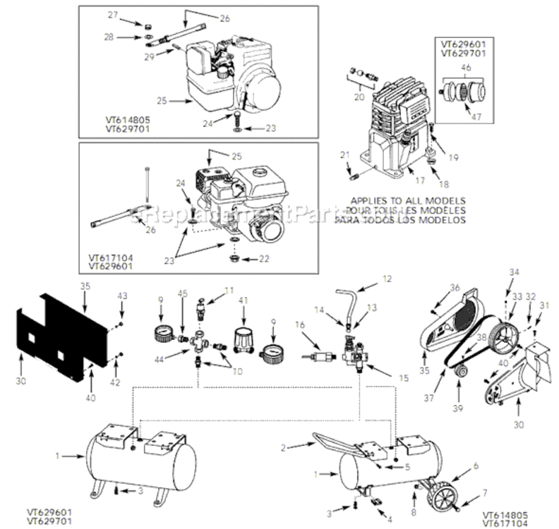 Page A Diagram and Parts List for VT614805 1999 Campbell Hausfeld Compressor